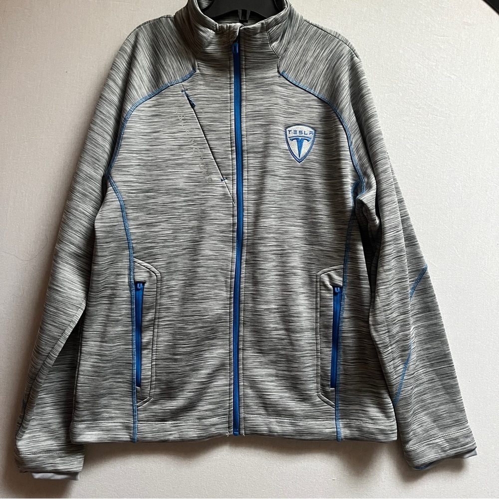 Tesla Motors North End Sport Full-Zip Fleece Jacket Gray Blue Men’s L